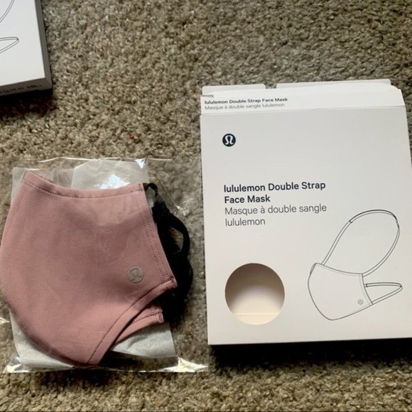 Lululemon Athletica Double Strap Face Mask Rose Pink Adjustable Reusable - Picture 1 of 3